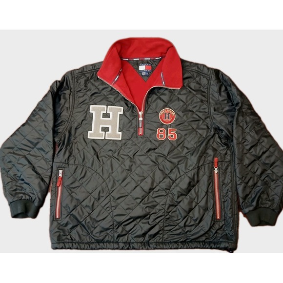 Tommy Hilfiger 1/4 Zip Varsity Quilted Pullover Jacket Mens VTG XXL #346C - Picture 1 of 10